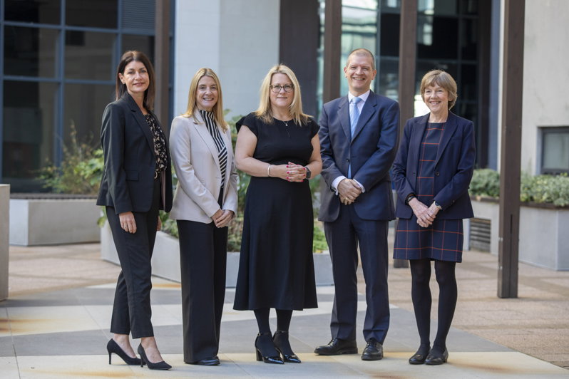 New Partners, Theresa Carling, Leah Heatley and Simon Little with Managing Partner, Sarah Walton, and Newcastle office head, Angela Kirtley